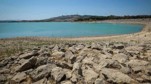 La quantité d'eau a fortement diminué dans lac Poma dans la province de Palerme (29 juillet 2024). 