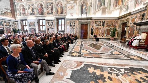 Pope meeting participants in the "World Meeting on Human Fraternity"