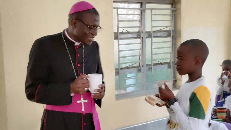 Monze Diocese Bishop Raphael Mweempwa interacts with friends at St Mary's Parish